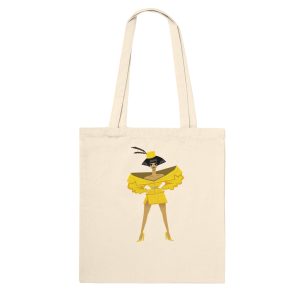 Anita Piss tote bag in natural cotton, printed with Mocha's illustration of Anita in her saffron croc look