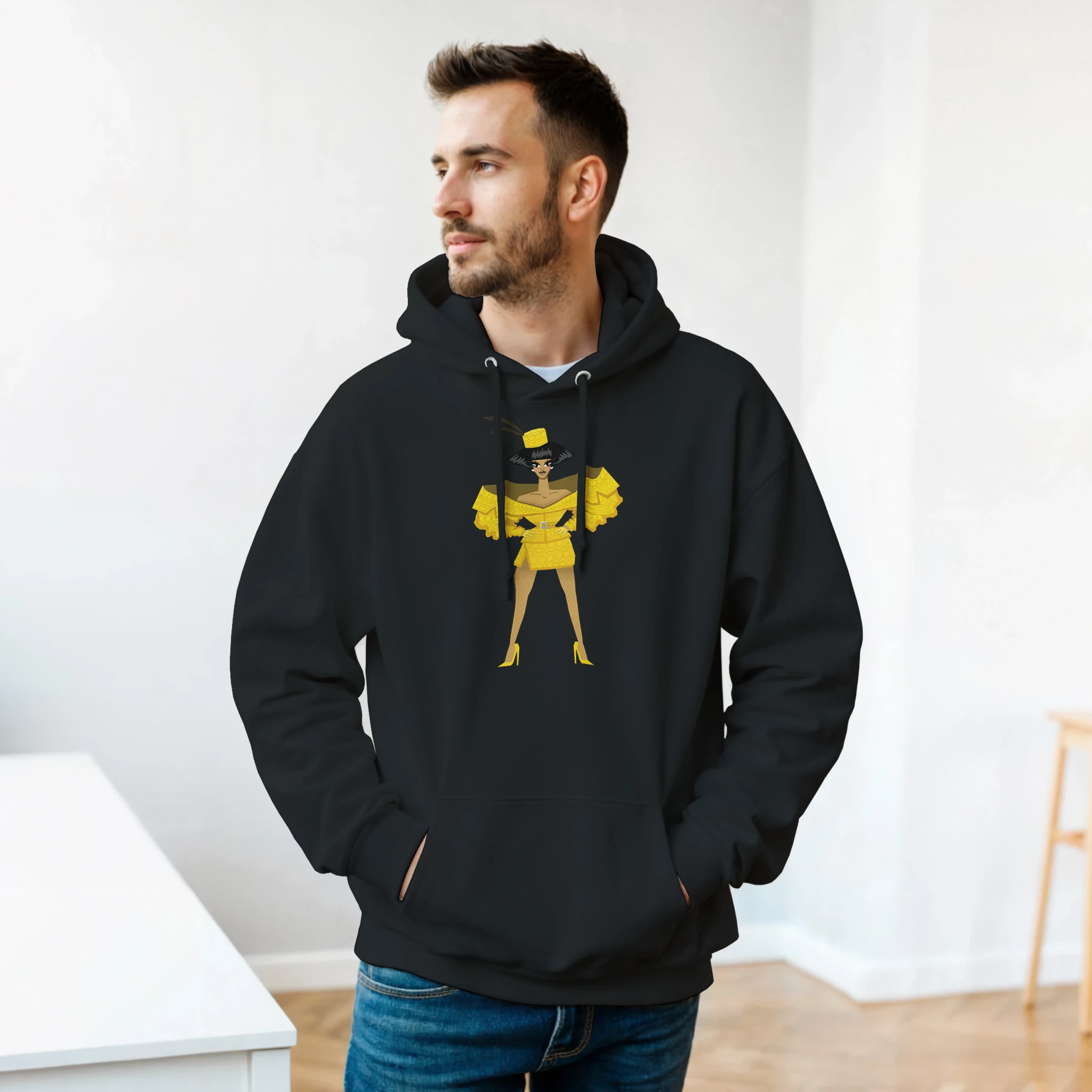 Anita Piss illustration hoodie in black