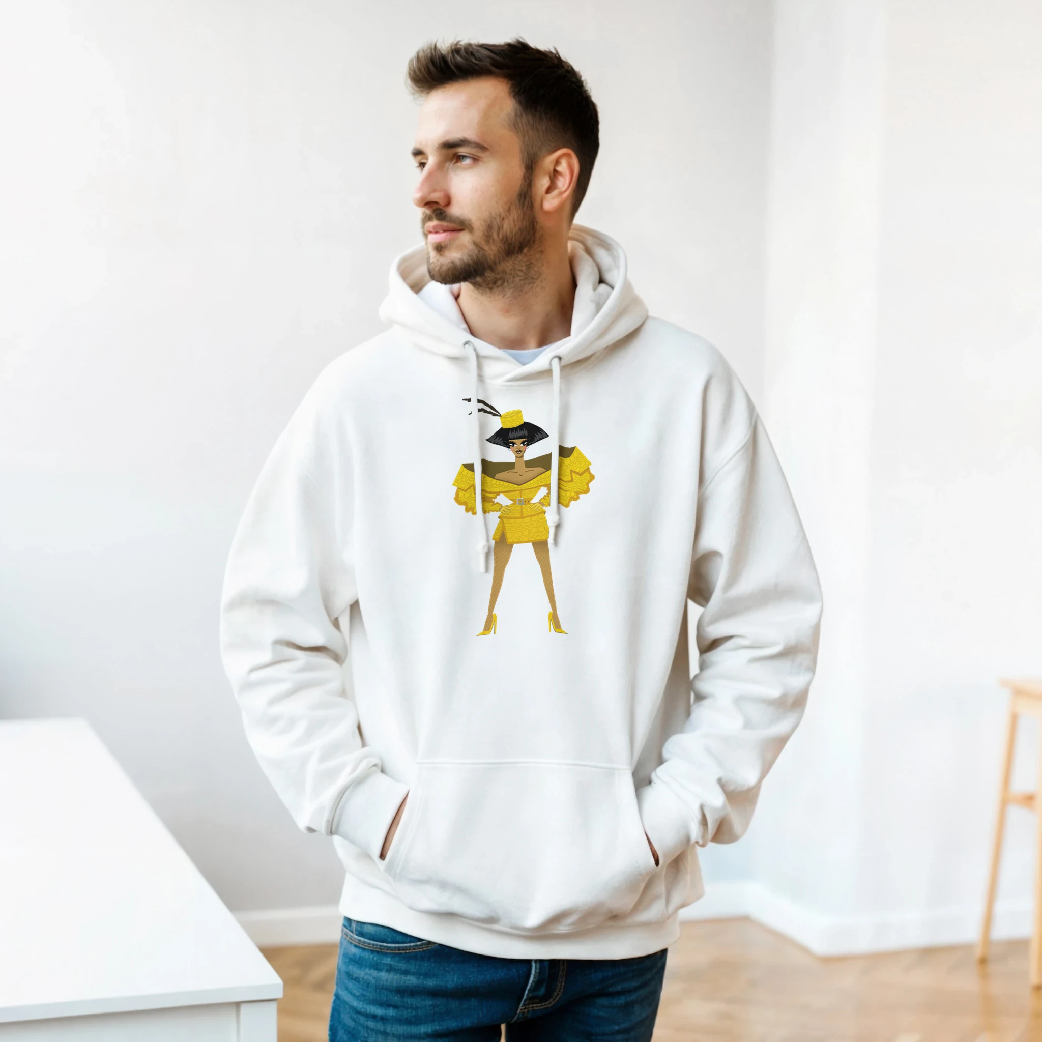 Anita Piss illustration hoodie in white