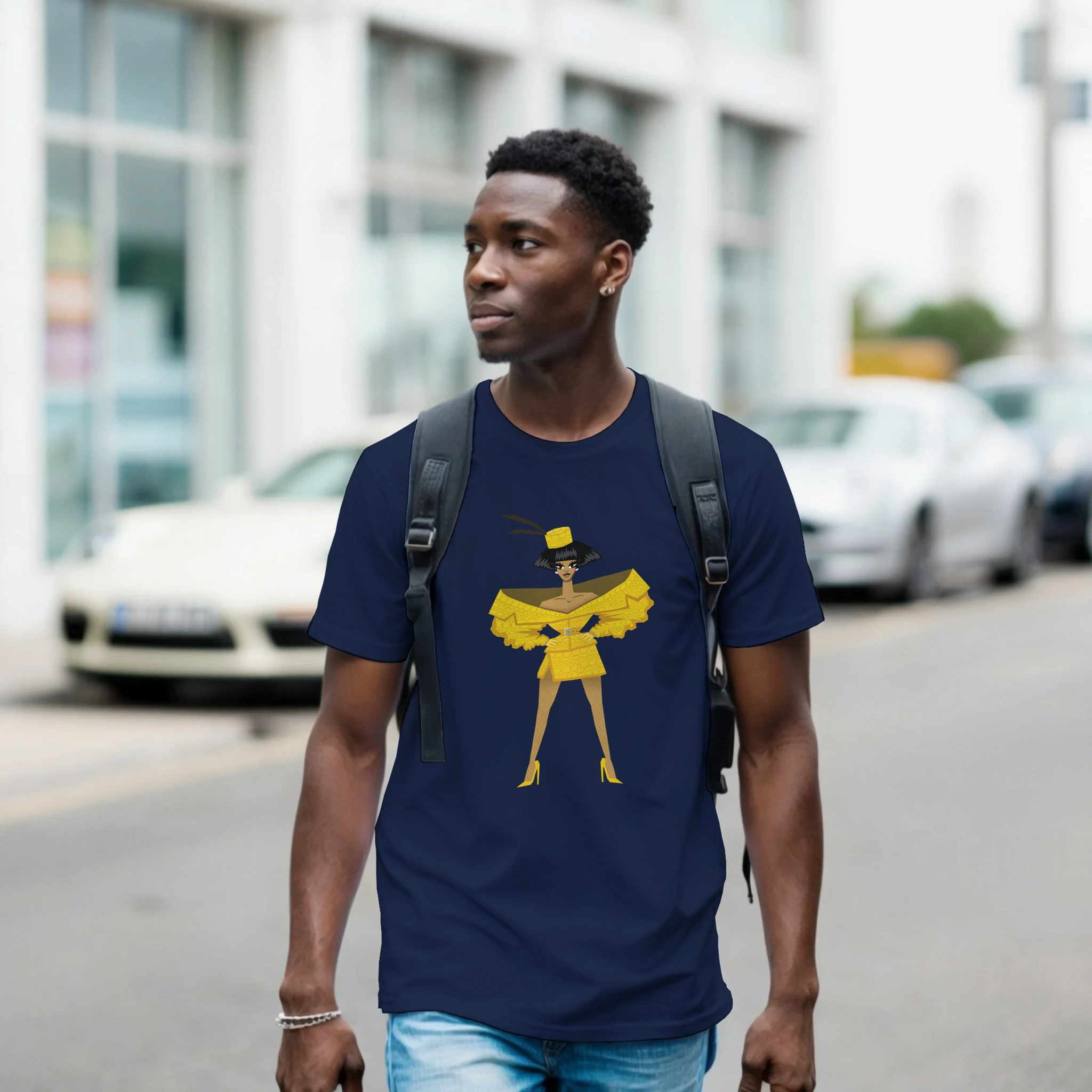 Anita Piss illustration t-shirt in navy